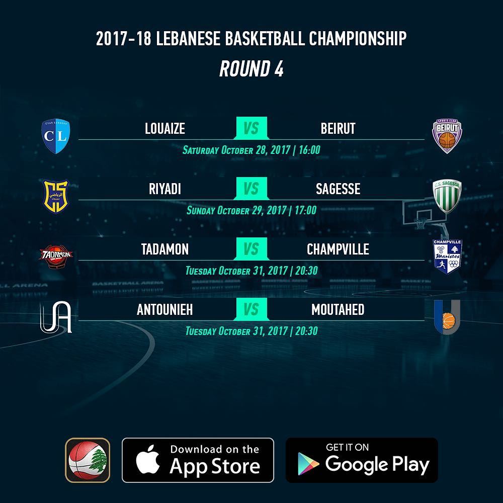 2017-18 Lebanese Basketball Championship - Round 4 - Schedule - Download...