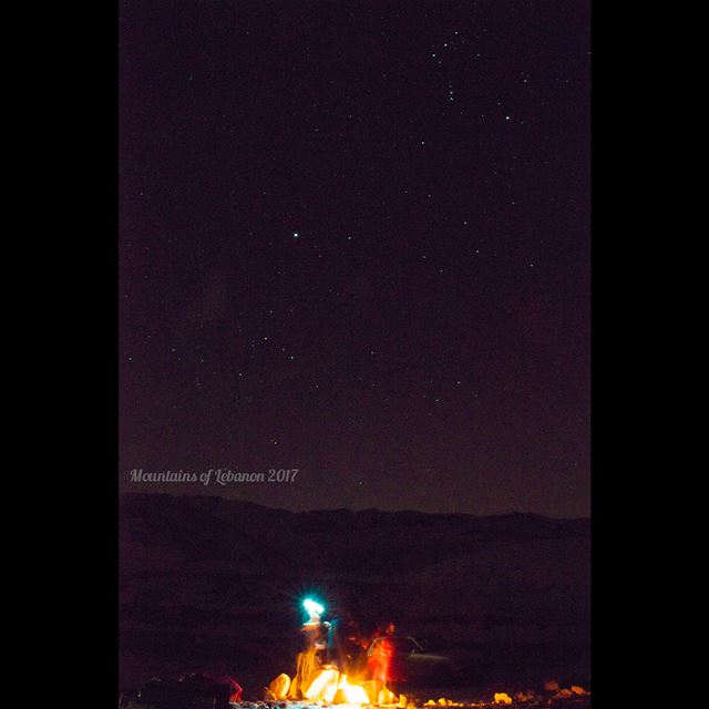 A bonfire while watching the Geminids meteor shower here Orion’s Belt and... (Wardeh Kfardebian)