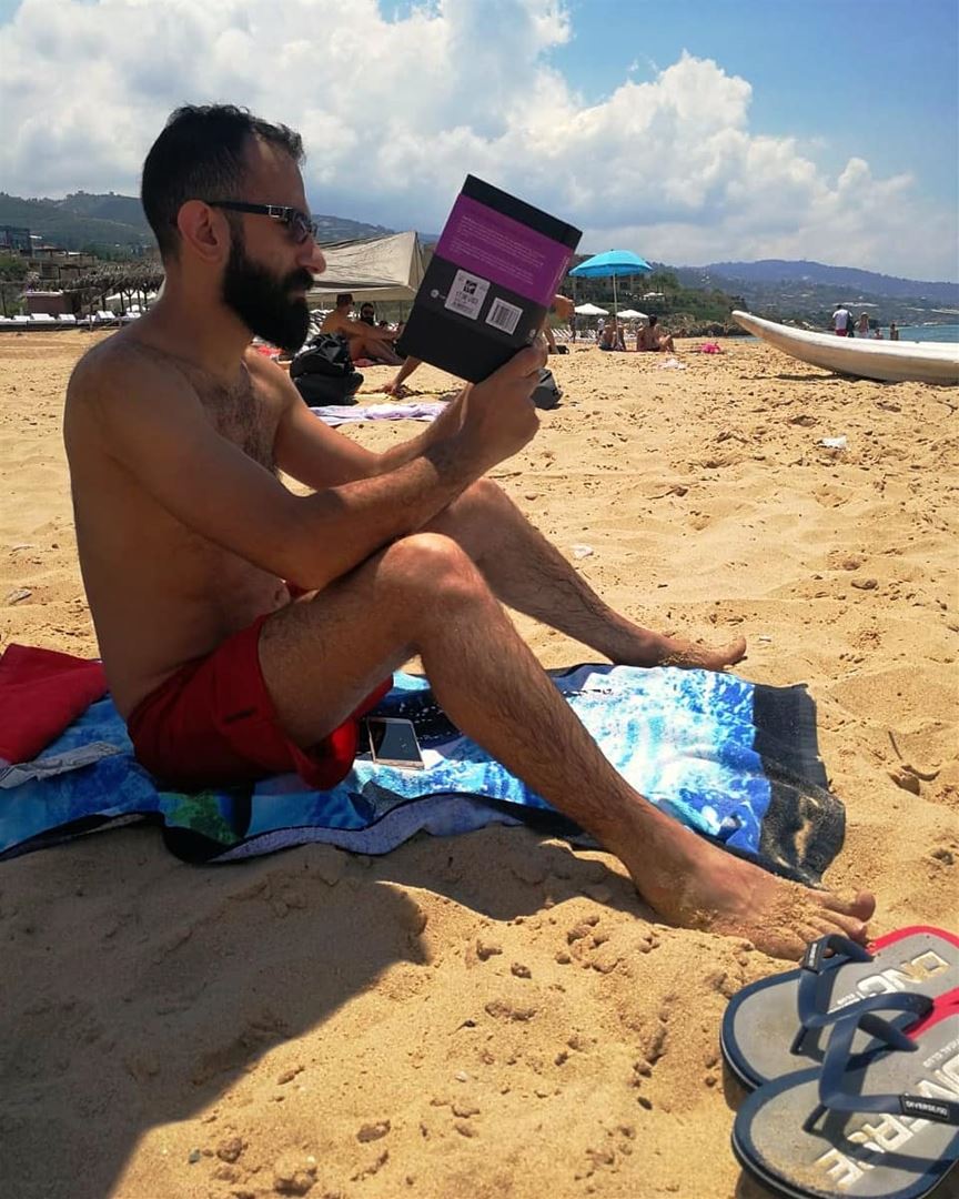 A day on the beach  me  reading  beach  lebanon  beirut  jbeil ... (Byblos, Lebanon)