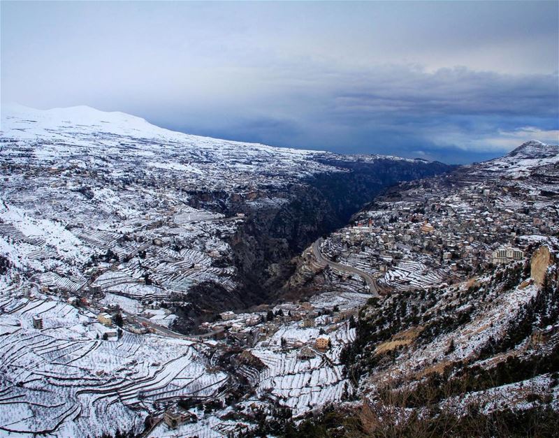 A miracle happened between the mountains.⚡️ miracle  mountains  snow ... (Bsharri, Lebanon)