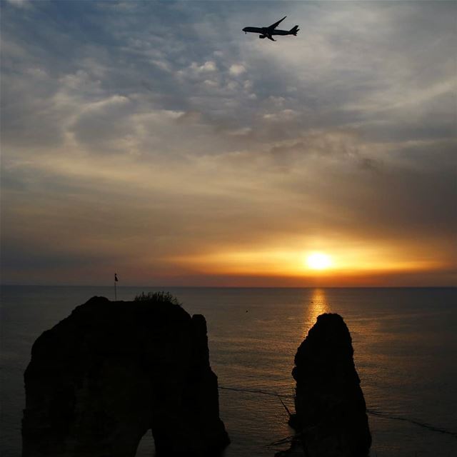 Angry Sunset.. I honestly hate this one  but spent a long time waiting for... (Pigeon Rock Beirut.)