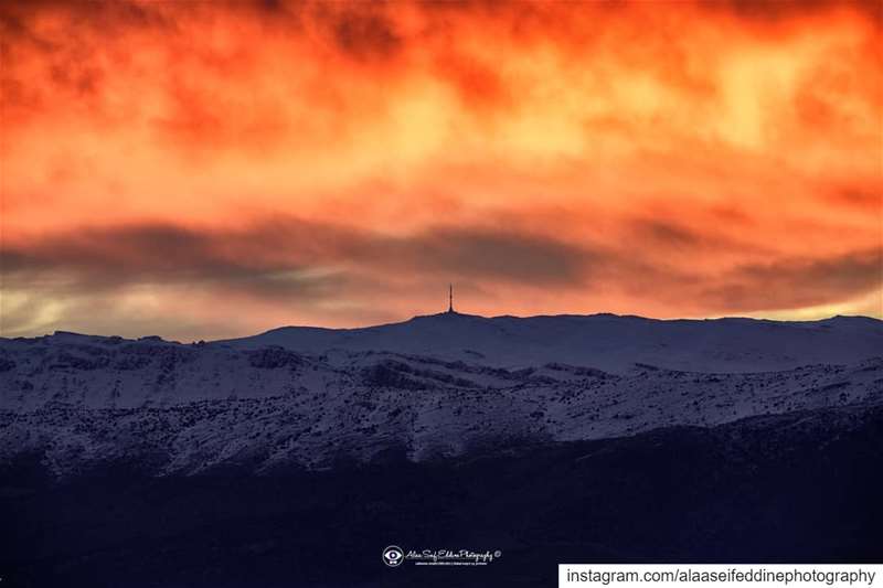 As if the sky was in a blaze - Sunrise this morning in Zahle......