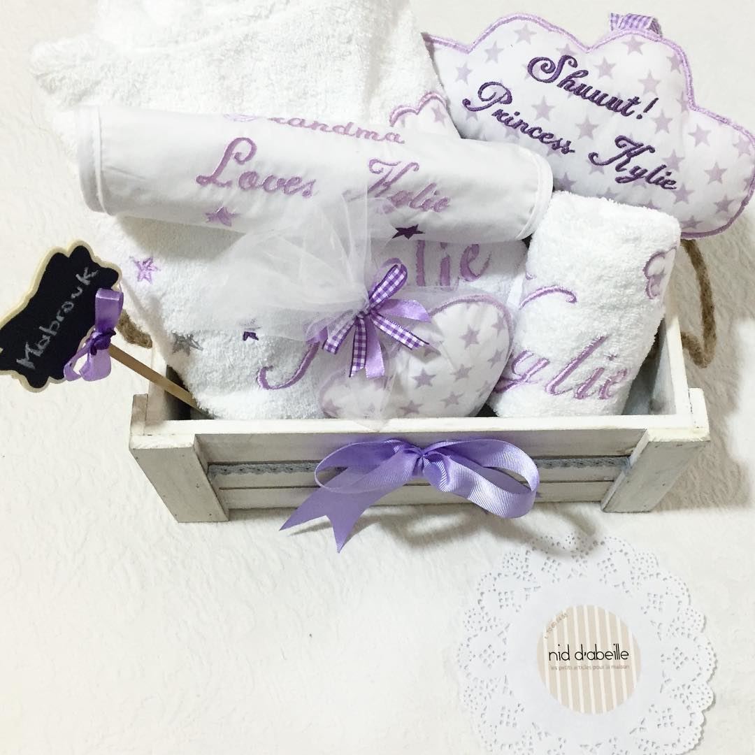 Basket full of magic 🌟newborn linen set ☁️ Write it on fabric by nid d'abe