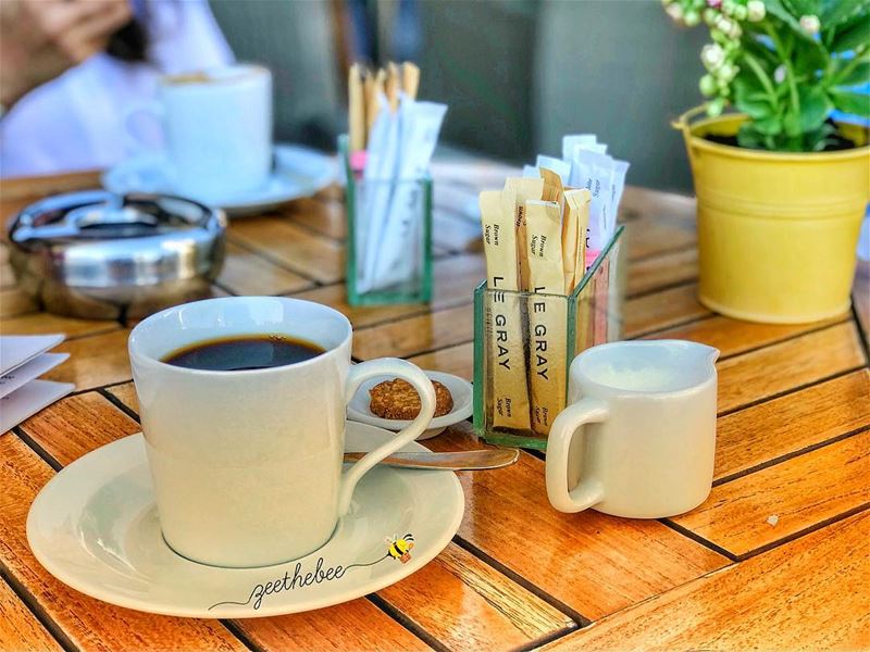 “Be Strong” I whisper to my  Coffee 🗣☕️... coffeetime  morningcoffee ... (Le Gray, Beirut)