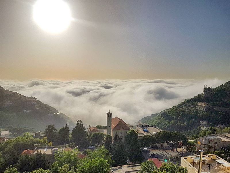 Because someone we love is in  Heaven 💙.. sun  fog  clouds  nature ... (Ghosta-Harissa)