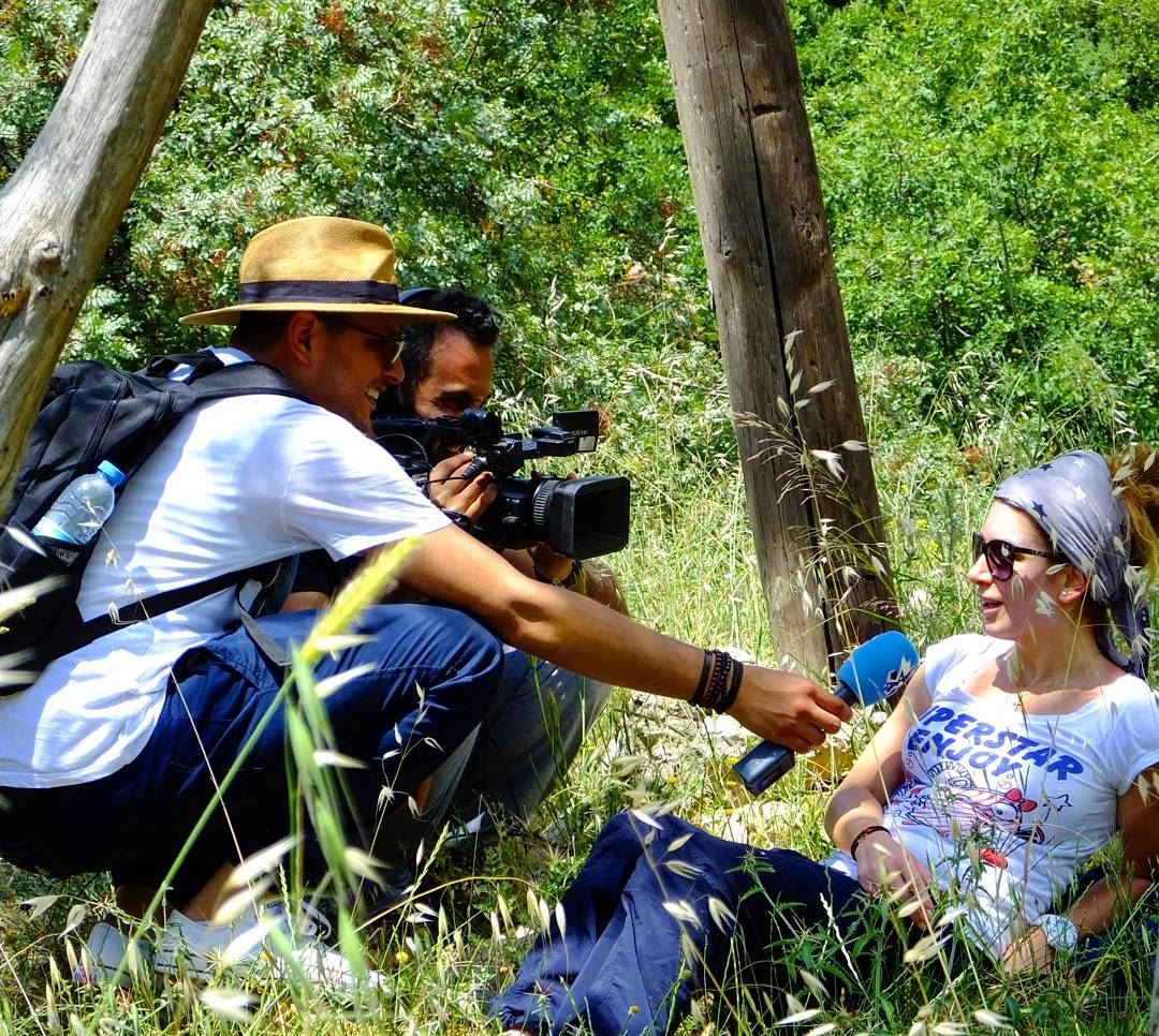 Behind the scenes ❤ Tv  hiking  interview  wellness  tvteam ... (Baskinta, Lebanon)