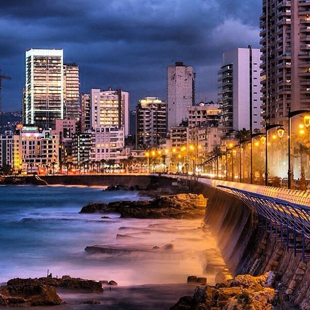 📷 Beirut, Lebanon 🌆 lebanon  beirut  city  sunset  corniche  sea  coast... (Corniche Manara)