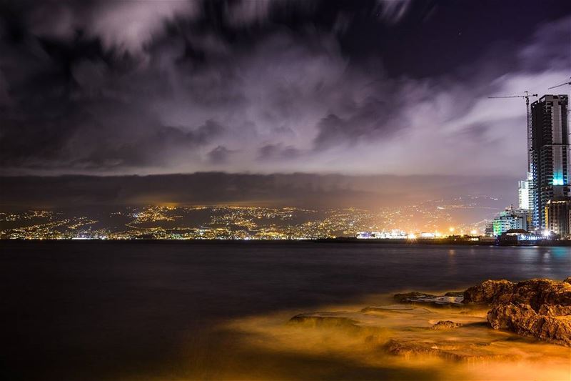 .Beirut Sea stormy evening | Long exposure | good evening dear friends... (Beirut, Lebanon)