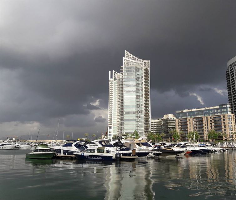 Beirut under dark clouds attack..  tb  last  week  beirut  Beautiful  view... (Zaitunay Bay)