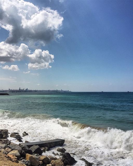 Beyrouth qui se profile  sea  seaside  seascape  sunrays  cloudscape ...