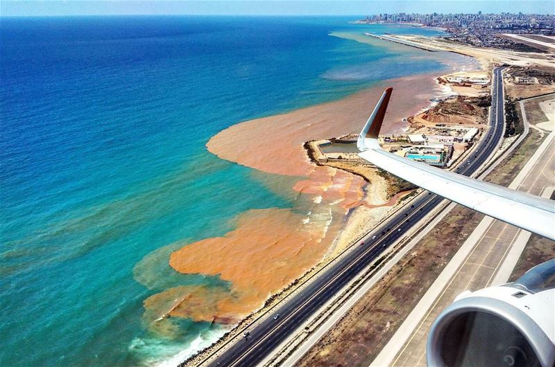 Bleeding  watercolour  takeoff  window lebanese  coastal  landscapes ... (Beirut International Airport)