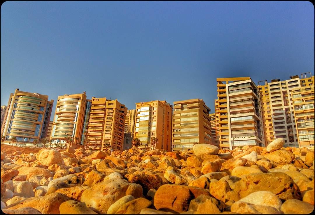  buildings  rocks  shore  beach  city  view  bluesky  beirut  rawche ... (Ramlet Al Bayda Public Beach)