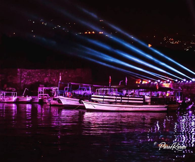  byblos  harbour at  night tbt  jbeil  lighting  water  reflection  boat ...