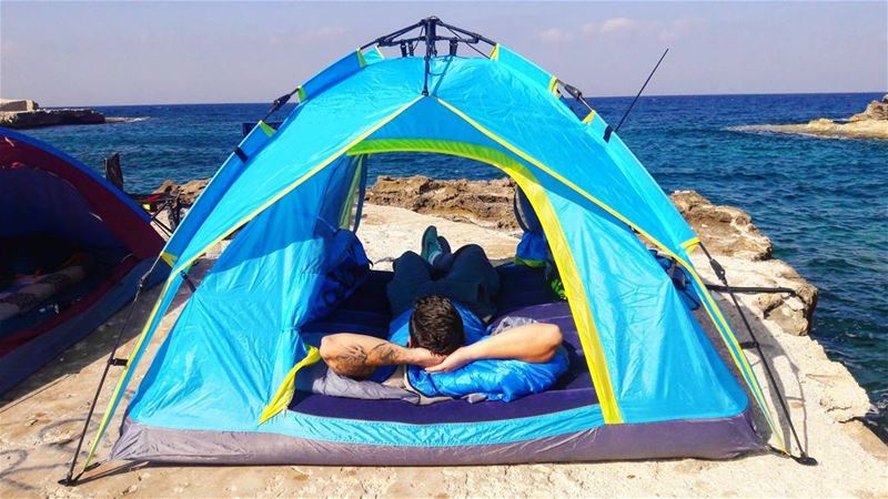  camp  camping  autumn  beach  cliff  water  blue  rocks  clearwater  tent...
