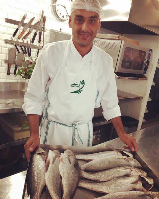 Chef Hamzah is preparing Mesa'ar for today's lunch buffet at Tawlet...