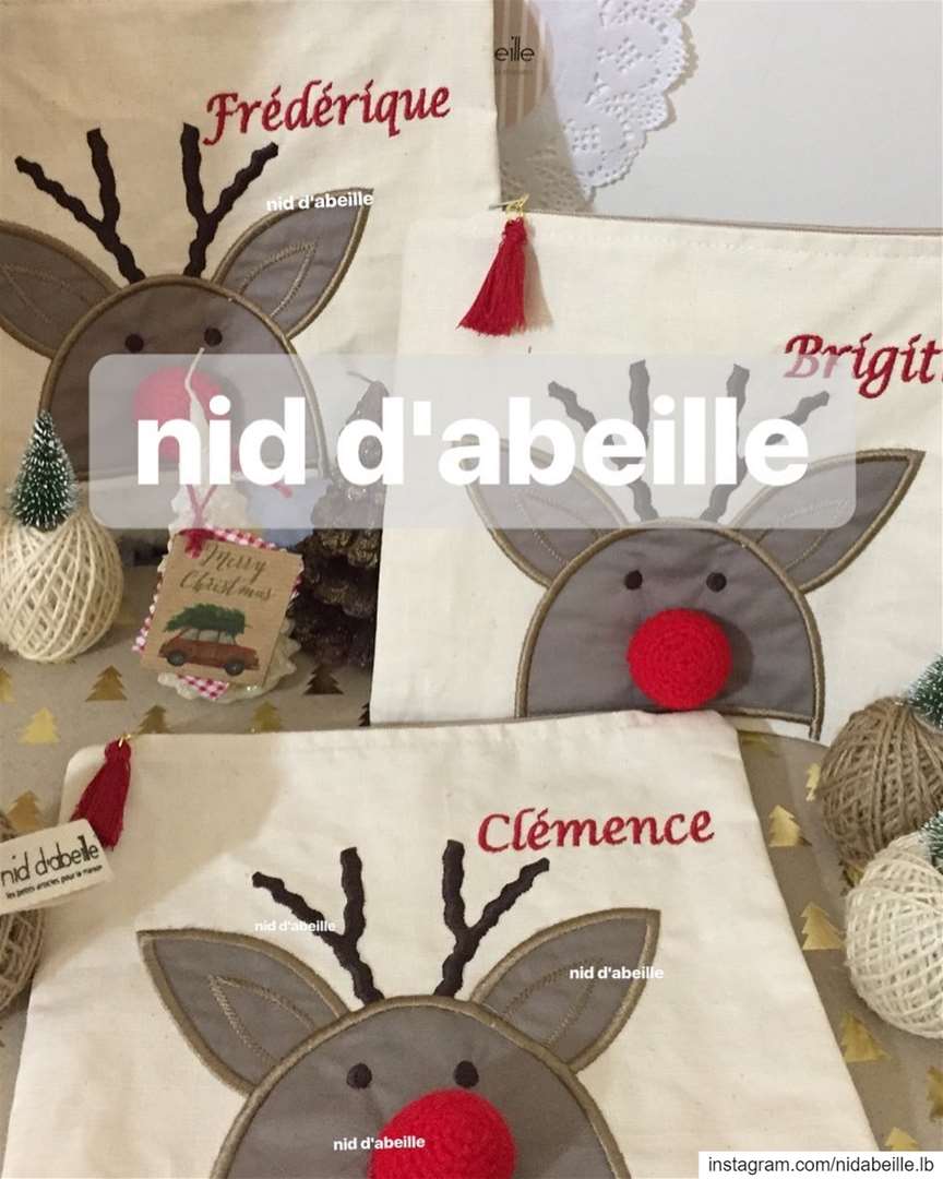 Christmas pouches made with ❤️ Write it on fabric by nid d’abeille ...
