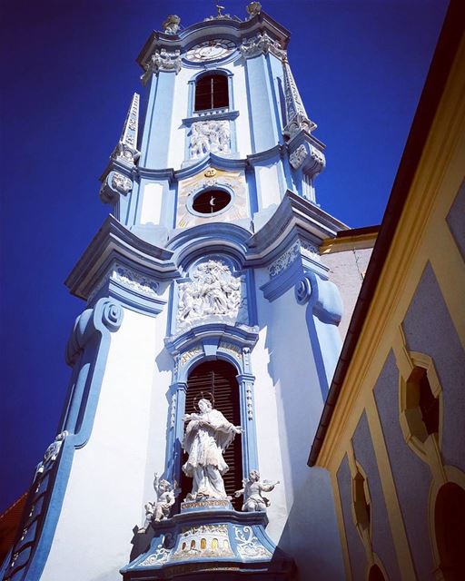  church  Austria 💙   bluechurch  durnstein  architecture  baroque ... (Dürnstein)