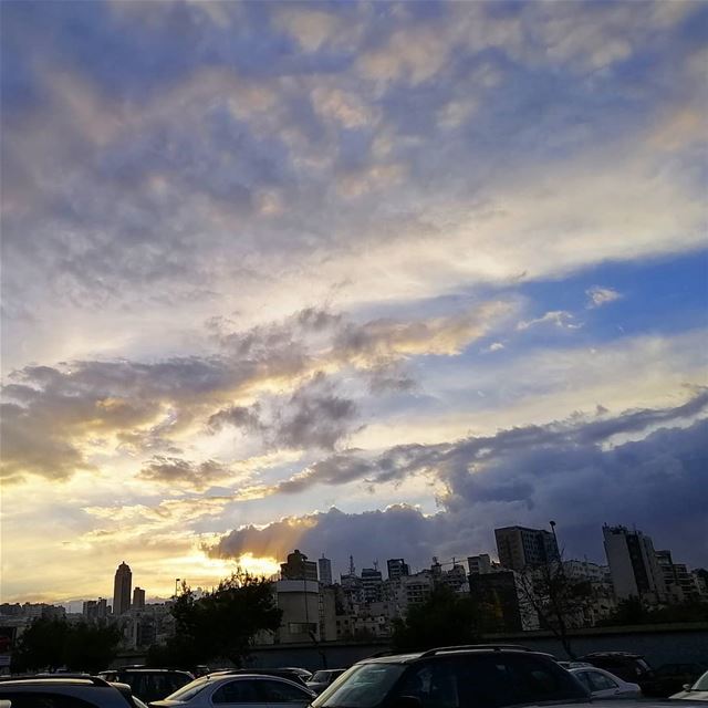 Cloudy Sunset under Beirut City💛☁️Have a good evening..... (Beirut, Lebanon)