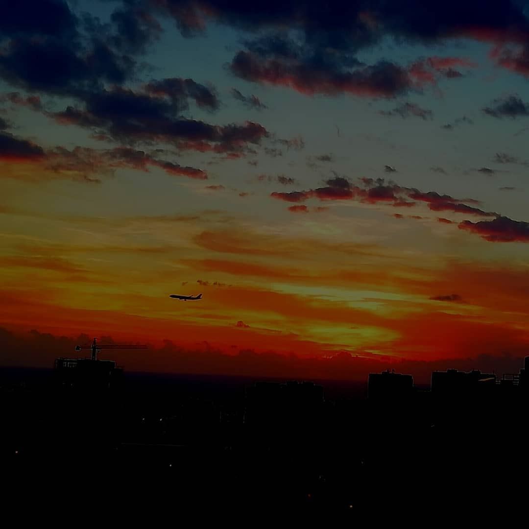  colorfulsky  sunset airplane  beirut ...