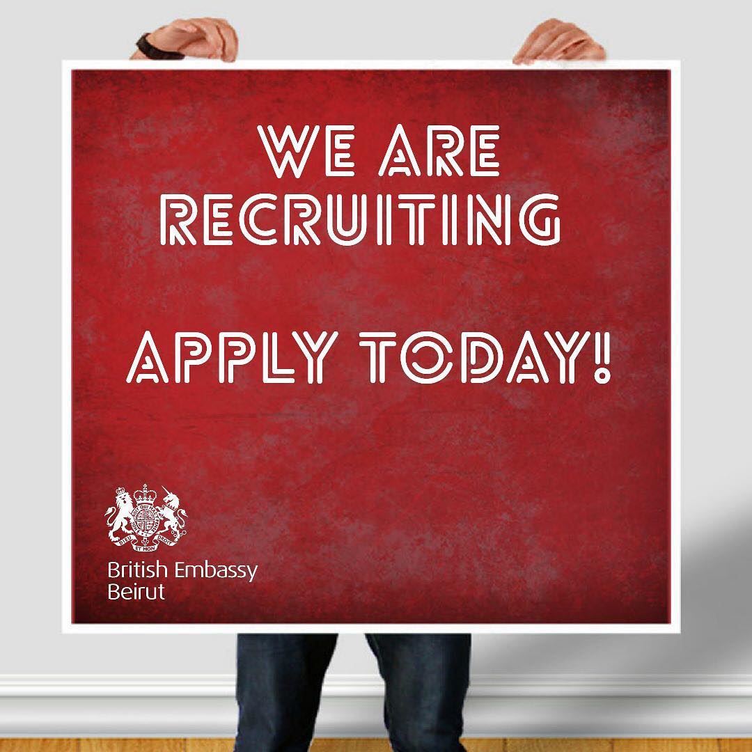 Come work with us!  2VacanciesThe British Embassy in Beirut has the...