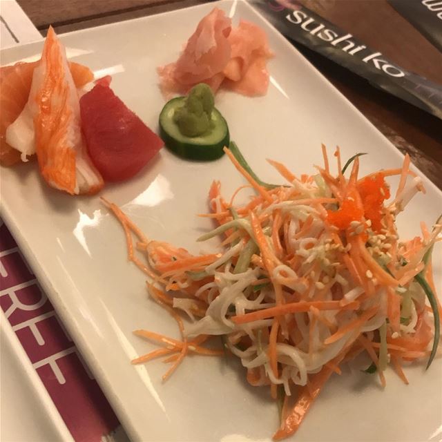 Crab salad is amazing 🦀 what if its is sided by sashimi & ginger 🐟 🐠...... (VOX Cinemas Lebanon)
