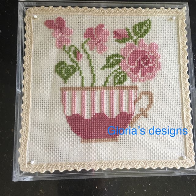  crossstitch  handmade  tea  teabox  cup  flowers  lebanon  north  for...