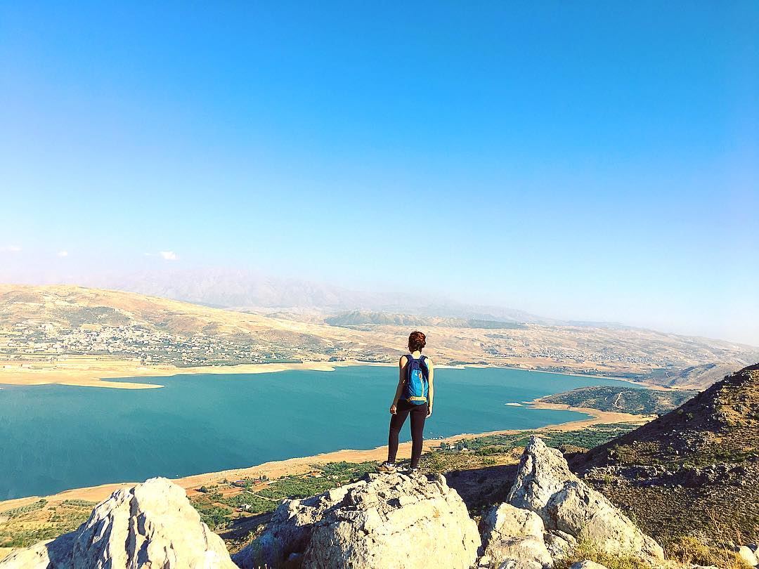 Do more than just Exist.. 💙 moutain  top  lake  view  sunset  climbing ... (Saghbîne, Béqaa, Lebanon)