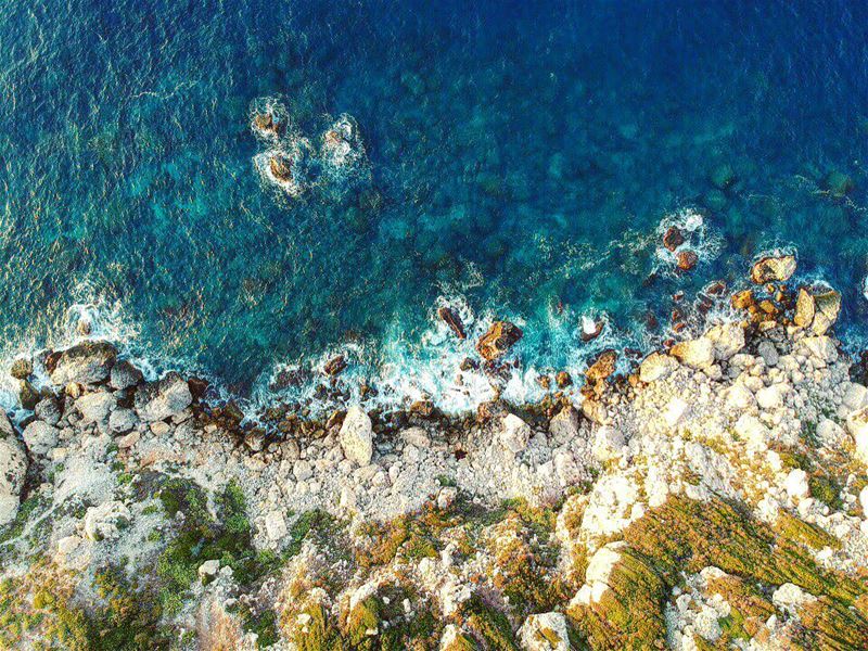 Drone Strike📍 lebanon  chekka  blue  sea  rocks  sky  drone  dji ... (Chekka)