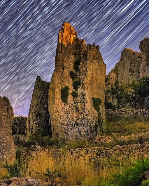 Epic Rock Formation with Star Trails.  stars  lebanon  skies  rock  trails... (Tannurin Al Fawqa, Liban-Nord, Lebanon)