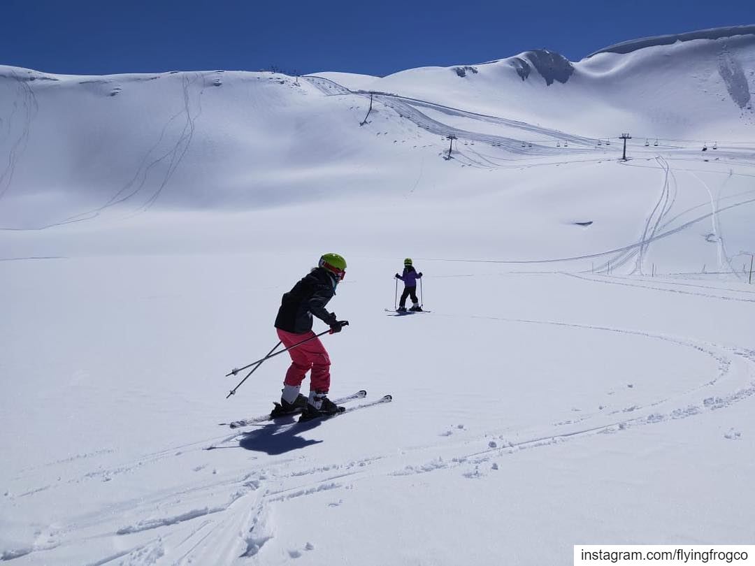 Finding untouched snow!!..... skiing  ski  snow  winter  mountains ... (Mzaar Ski Resort Kfardebian)