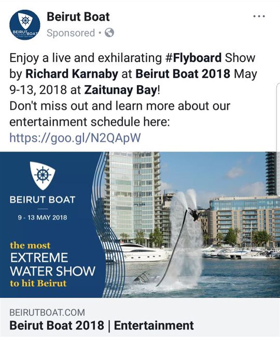 Flyboard Show @beirutboatshow  Date: 9 till 13 May  Location: Zaitounay... (Zaitunay Bay)