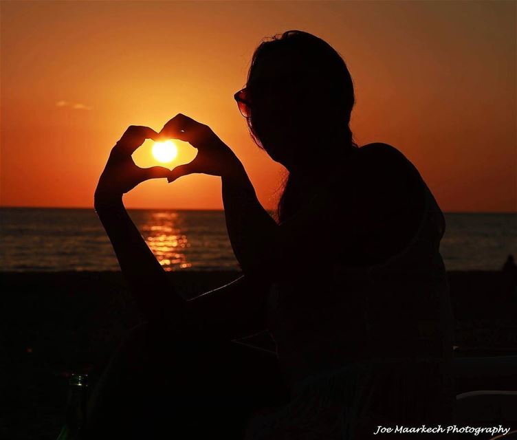 For the love of sunsets...  sunset  lebanon  heart  sea ... (The Beach House Okaibe)