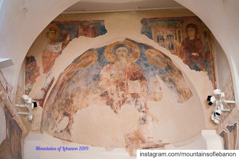 Frescos at the Church of Mar Sarkis and Bakhos , at Deir Kaftoun dating... (دير سيدة كفتون)