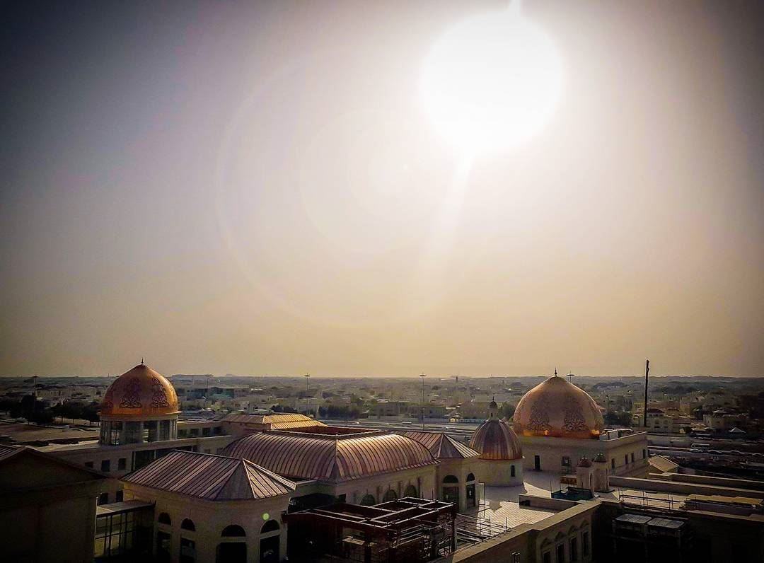 From a 50 m height I cached the beautiful sunset shot... myphoto ... (Katara Cultural Village)