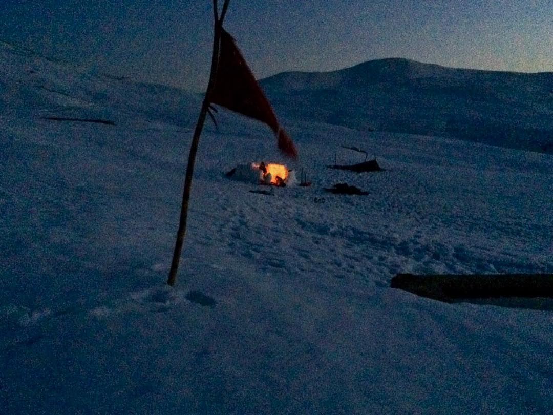From this far that looks warm and cozy 🏔⛺️🌌 ----------- igloo  red ... (Sannin, Mont-Liban, Lebanon)
