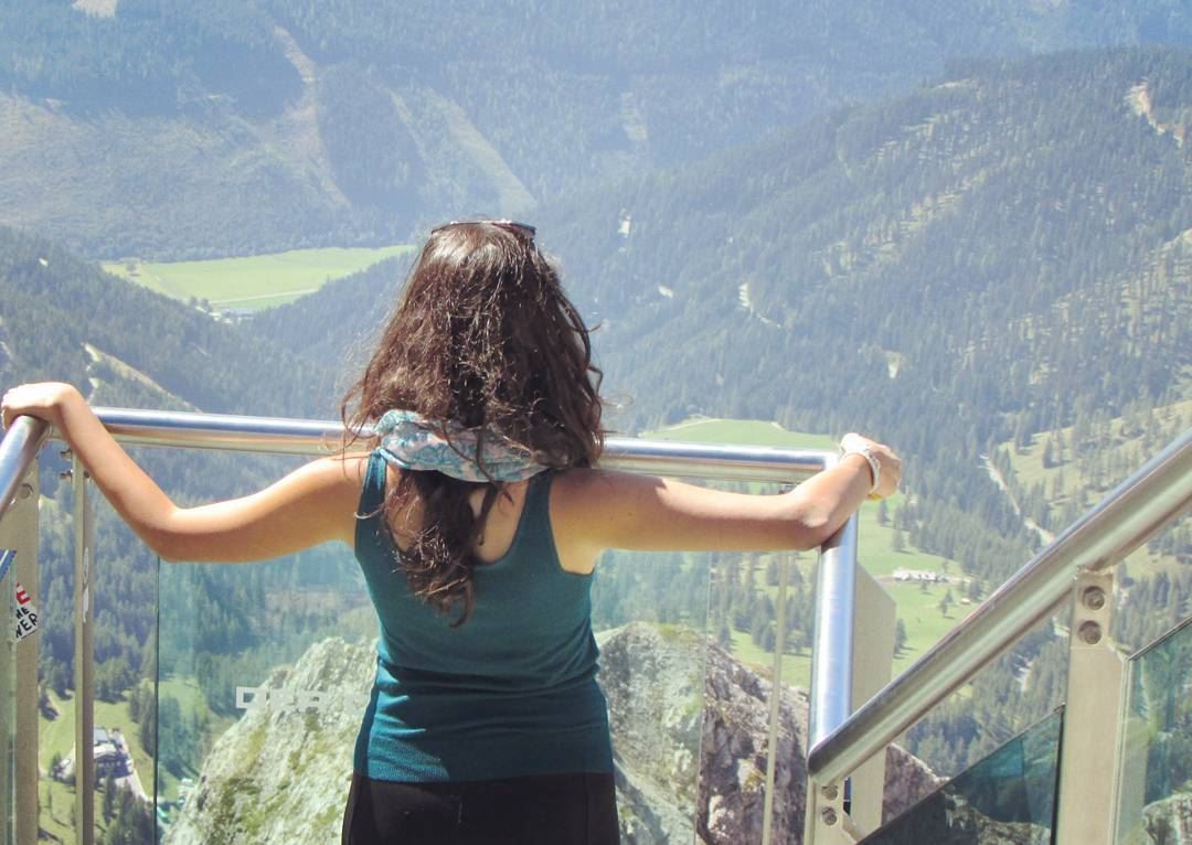  girl at the  alps  dachstein 💚⛰ from above perfect  mountains  austria ... (Dachstein glacier)