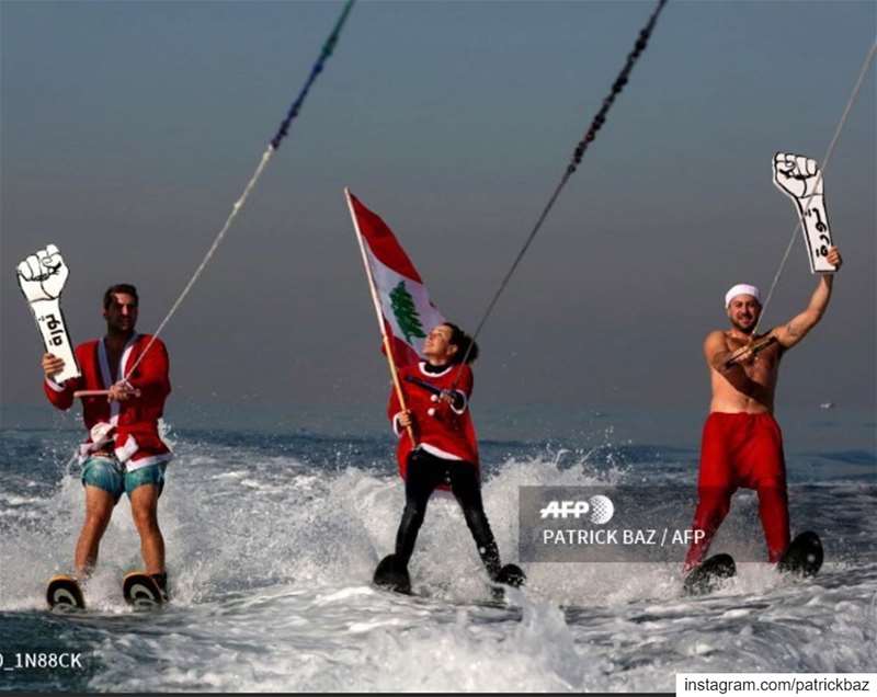 Good morning Beirut.  revolution  Santa لبنان_ينتفض   Lebanon  waterskiing...