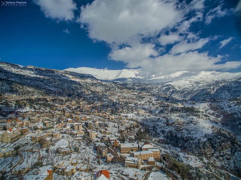 Good Morning  droneoftheday to  drone  phantom3  dji  nature  snow ❄️... (Baskinta, Lebanon)