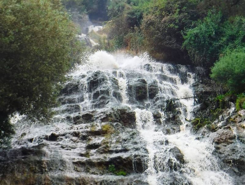 Green&Blue 💚💙  ouyounelsamak  waterfall  beautiful  mountain  rocks ... (Ouyoun El Samak Waterfalls)