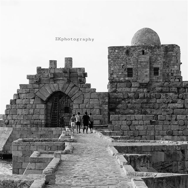 Happiness depends on ourselves.. • bnw  bnw_captures  bnw_planet  bw ... (Sidon Sea Castle)