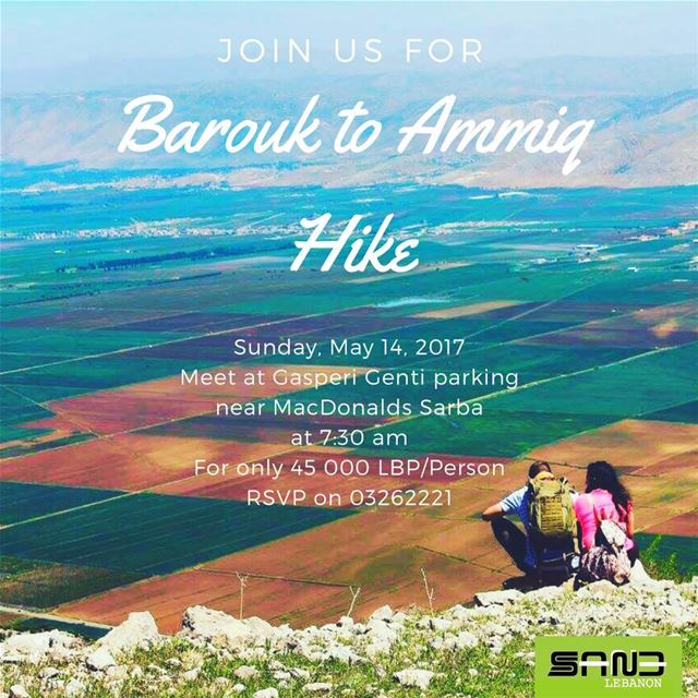 HIKING  Barouk to  Ammiq next sunday, 14/05/2017. 🌲🌱🌾🌳 Come & Joins us...
