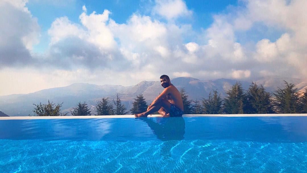 Horizon and beyond 💙... pool  infinity  beyond  blue  sky  cloud  clouds... (Faraya, Mont-Liban, Lebanon)