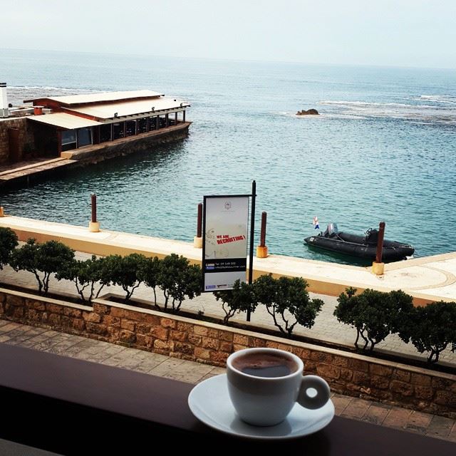 How about having your  Lebanesecoffee while enjoying  breathtaking  view... (Byblos sur Mer Hotel)