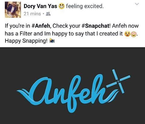 If you're in Anfeh, Check your Snapchat! Anfeh now has a Filter 😍😍😍 ...