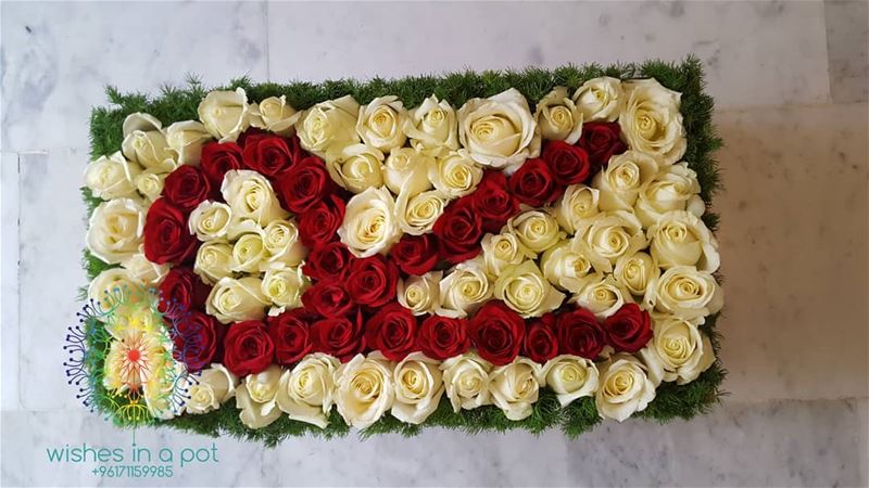 Initial  Red &  white  roses box for all your  occasions Order it now:...