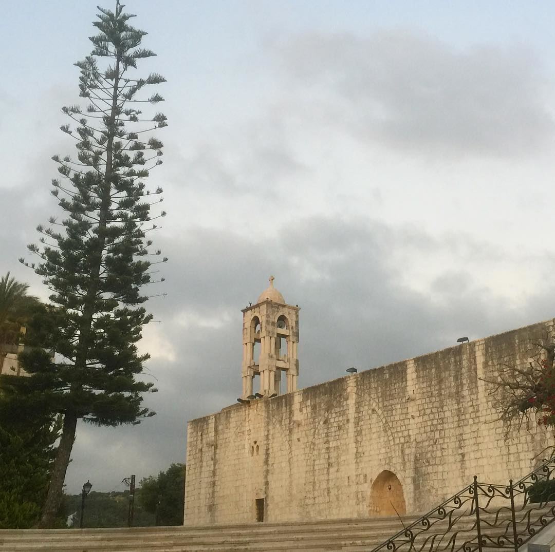  instalike  church  tree  vintage  clouds  architecture ... (Zouk Mosbeh)