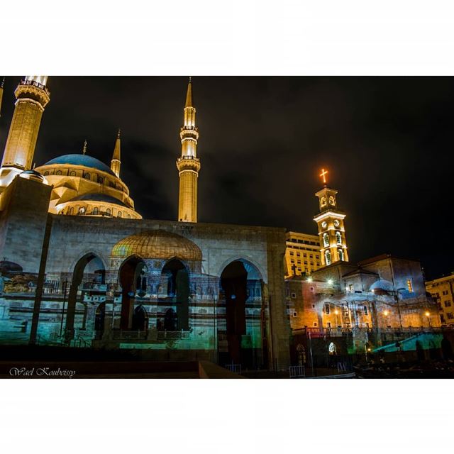  jerusalem illuminated in the heart of  beirut  mosque  cathedral ... (Downtown Beirut)