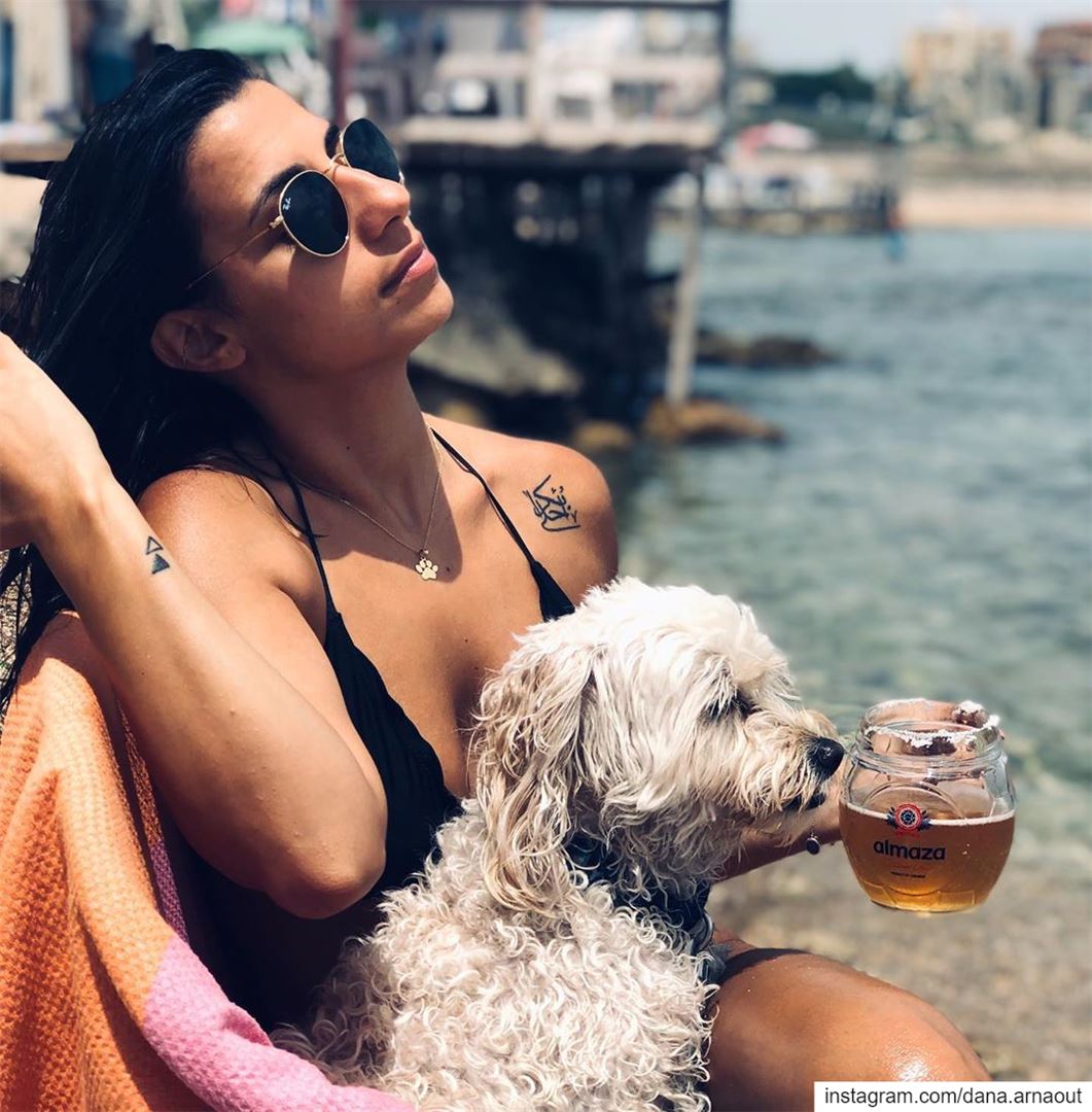 Just chillin with my good boy at the beach 🐶💘!.. summer  summervibes ... (Tyre, Lebanon)