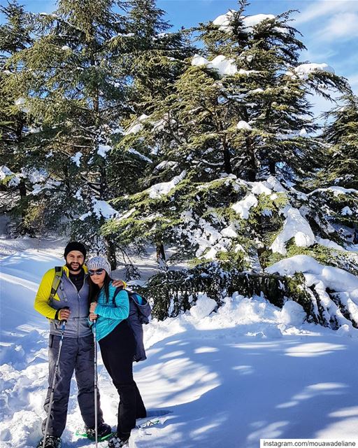 Just think of the view from the ⬆️top... hikingday  snowshoeingtime ... (Hadath El-Jubbah, Liban-Nord, Lebanon)