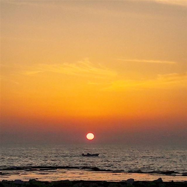 Keep calm and enjoy every sunset ⛵⛵⛵  Mediterranean  Sea  Sunset   Sky  ... (El-Mina, Tripoli)